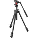 Manfrotto 290 Light 2-Stage Aluminum Tripod (MK290LTA3-V) with Befree Live Fluid Video Head Kit