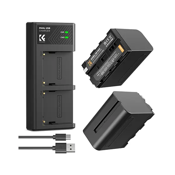 K&F Concept 2 Pack NP-F970 Battery with LED Charger