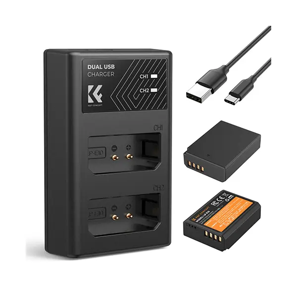 K&F Concept LP-E10 Battery and Charger Set with Dual Slot Charger