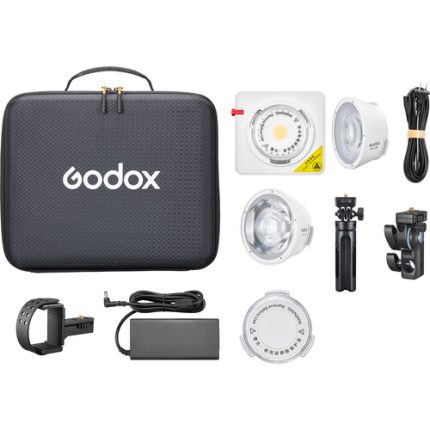 Godox ML100Bi Bi-Color Portable LED Light (36° Lens & Power Bank Holder Kit)